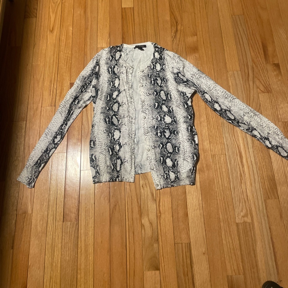AVA Paige Black and White Snakeskin Cardigan Size Large